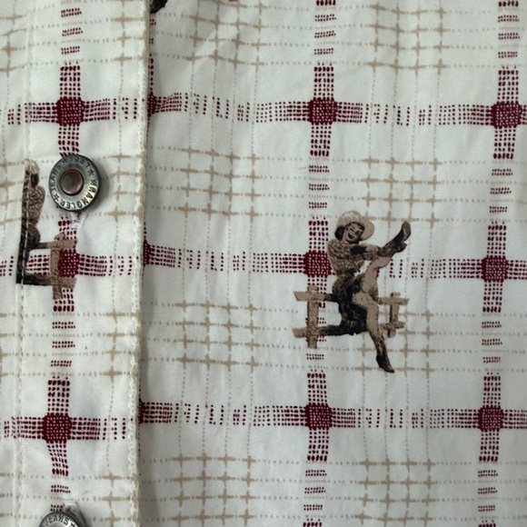 VINTAGE 1950's Wrangler Western Button Down with Cowgirl Motif - L - Picture 3 of 13